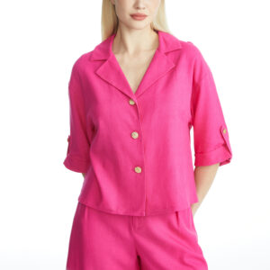 Half-sleeve Boxy Shirt - Fuchsia, XL