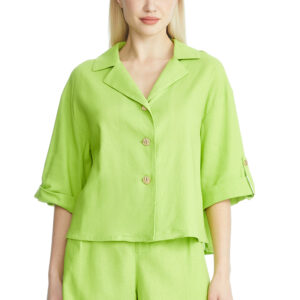 Half-sleeve Boxy Shirt - green, M