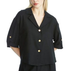 Half-sleeve Boxy Shirt - black, XL
