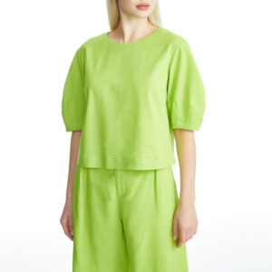 Balloon Sleeve Shirt - green, XL